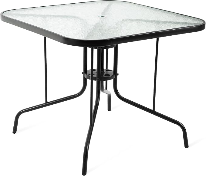 Patio Dining Table for 4 with Umbrella Hole | Outdoor 5 Piece Dining Set 36" x by Villeston