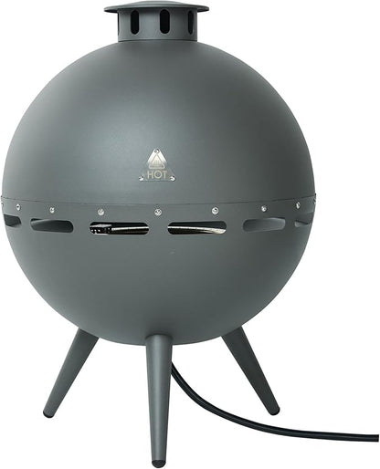 24-Inch Chimenea Outdoor Gas Fireplace, 55,000 BTU Propane Fire Pit with Lava Rocks and Rain Cover, Hemispherical 3-Legged Firepit, Gray