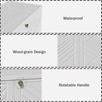 Outdoor/Indoor Storage Box,Resin and Plastic Storage Cabinet Waterproof,Outdoor Cabinet for Patio/Garden/Balcony/Backyard/All Room (with 2 Shelves)-White