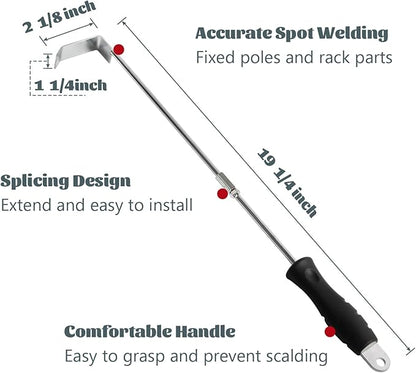 Ash Tool and Ash Pan fit Big Size Green Egg,Stainless Steel Grill Cleaning Tools Set for Big Green Color Egg Primo and Other Charcoal Kamado Stove
