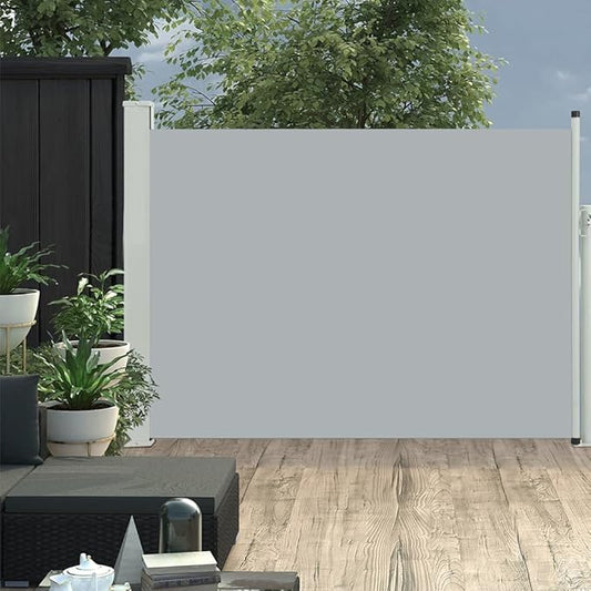 YAFF Patio Retractable Outdoor Folding Privacy Divider, Water & UV Resistant Sun Shade Privacy Wind Screen for Garden, Backyard, Balcony, Terrace 39.4"x196.9" Gray