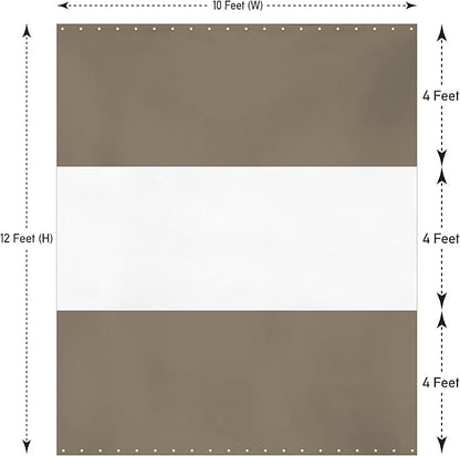 Covers & All Outdoor Clear Panel Curtain, 12 oz Vinyl Outdor Curtains for Patio, Waterproof & Weather Resistant Tarp with Brass Grommets for Pergola, Porch, Gazebos, Balcony (12' H x 10' W, Beige)