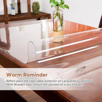 RostiKong 56 x 60 Inch Clear Plastic Coffee Dining Table Protector Tablecloth Corner Computer Desk Chair Pad Mat Wooden Marble Furniture Topper Kitchen Glass Side Night Stand Table Cloth Protection