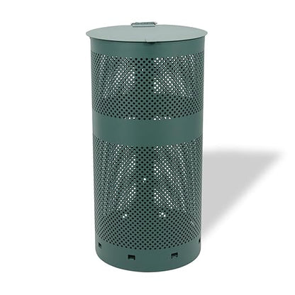ZERO WASTE USA - Round Outdoor 10 Gallon Dog Waste Station Waste Can Replacement - 100% Rust-Free, Powder-Coated, Commercial Grade Aluminum. 10-Year Warranty (Matte Green)