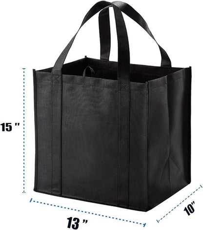 NERUB 10 Pack Reusable Reinforced Handle Grocery Bags - Heavy Duty Large Shopping Totes with Thick Plastic Bottom can hold 40 lbs