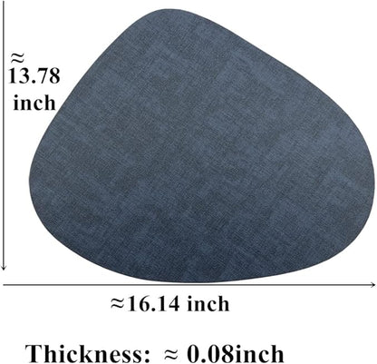 WAZAIGUR Washable Wipeable Waterproof Heat Resistant Faux Leather Placemats Set of 6,PU Palce Mats for Indoor and Outdoor,Easy to Clean Table Mats,Navy Blue