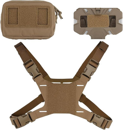 FoldPanel Tactical Chest Vest Pouch Set, Chest Rig Phone Mount as 4.7-6.7" Phone Plate Carrier Accessory with Pouch Cover