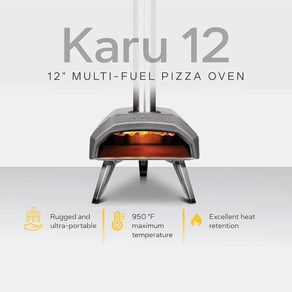 Ooni Karu 12 Essentials Bundle - Includes 12" Pizza Peel, Karu 12 Gas Burner & Cover