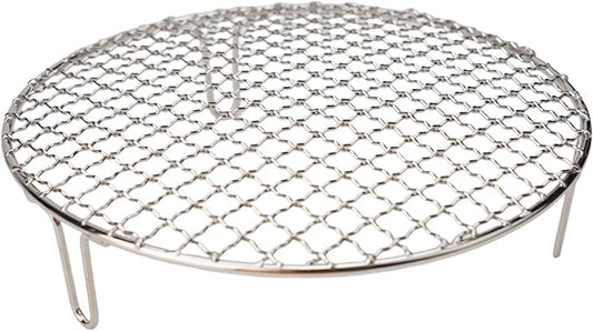 Stainless Steel BBQ Grill Grid with Legs, Round Grid Cooking Net, Even Heating for Outdoor Camping and Home Barbecue(25cm)