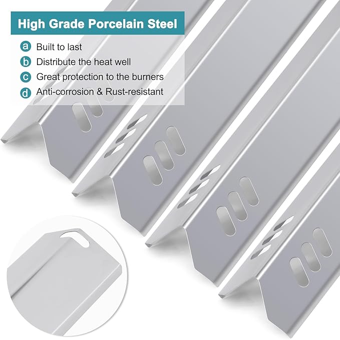 Criditpid Grill Replacement Parts for Dyna Glo DGB610SSP DGF600SSP, Cast Iron Grates 70-01-296 and Heat Shield Tents for Dyna Glo Grill Replacement Parts DGB610SSP 6 Burner.