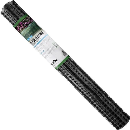 BOEN Garden Fence Temporary Barrier Outdoor Fence for Dog, Rabbit or Deer, Garden Netting Plastic Mesh Plant Protection (40" x 25', Black)