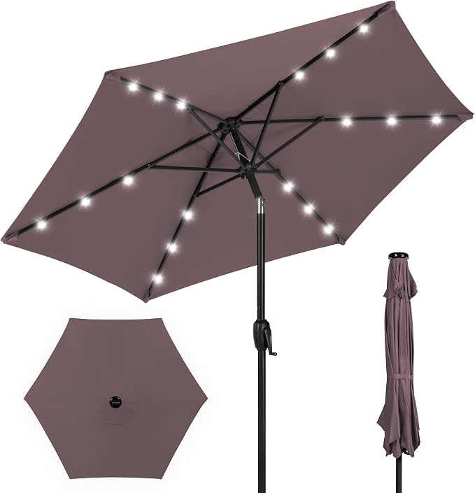 Best Choice Products 7.5ft Solar Umbrella LED Lighted Patio Umbrella, Table by Unknown