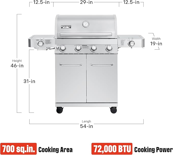 Monument Grills Larger 4-Burner Propane Gas Grills Stainless Steel with Cooking Grids(2 Items)