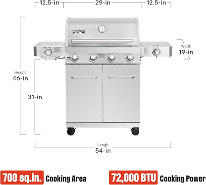 Monument Grills Larger 4-Burner Propane Gas Grills Stainless Steel with Smoke Box(2 items)