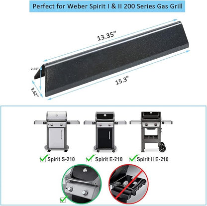 7635 15.3 Inch Flavorizer Bars for Weber Spirit I & II 200 Series Spirit E210 S210 E220 S220 Gas Grill with Front Control Knobs, Porcelain Enameled Heat Plate Flavor for Spirit 210 Replacement Parts