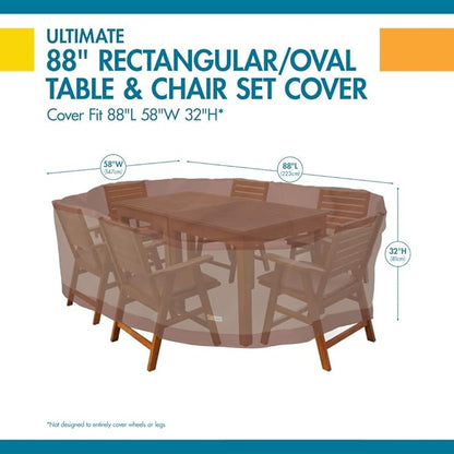 DUCKCOVERS Ultimate Water-Resistant 90 Inch Rectangular/Oval Patio Table with Chairs Cover, Outdoor Table and Chair Cover