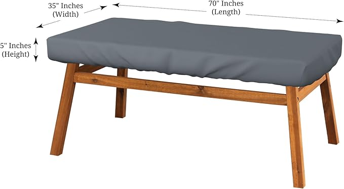 Covers & All Rectangle Table Top Cover, 12 Oz Waterproof UV & Weather Resistant Patio Table Cover, Outdoor Table Cover for Patio Furniture (70" L x 35" W x 5" H, Gray)