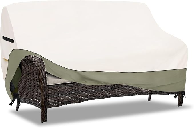 3-Seater Patio Sofa Cover,76 W x 32.5 D x 33 H Inches Outdoor Couch Cover,600D Heavy Duty Waterproof Outdoor Sofa Covers,Patio Furniture Covers,Beige
