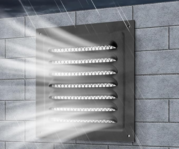 2pcs Attic Vent Soffit Vent Aluminum Wall Vent Metal Shed Vent Square Vent Louver Vent Grille with Built-in Insect Screen for Exterior Door House Attic Garage Ceiling (Black 12" x 12"-2 Pack)