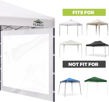 Instant Canopy Sidewalls for 10x10 Pop Up Canopy Tent, 300D Waterproof Material for Outdoor Events, Vendor Booths, and Privacy (Sidewalls Only, Canopy Not Included) (White, 10x10ft-clear Window)