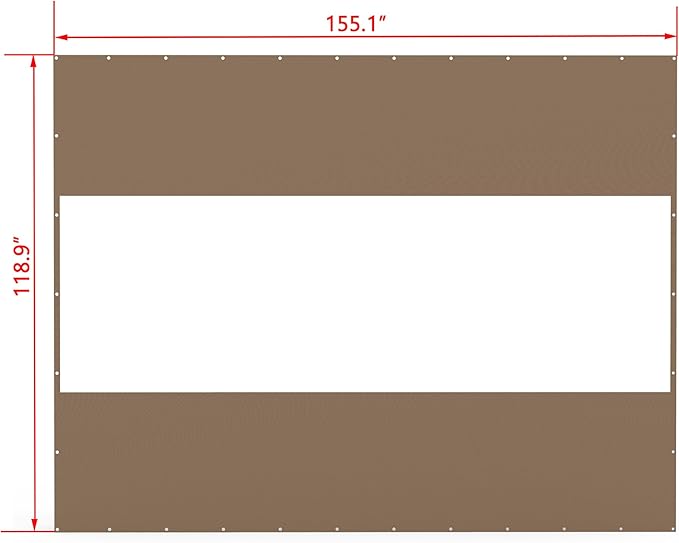 Domi Heavy Duty Outdoor Clear Panel Curtain, 18 oz Waterproof PVC Polyester Curtain, Weather Resistant & Tearproof for Patios, Gazebos, Pergolas, Privacy Screen (10'H x 13'W, Brown)