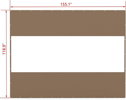 Domi Heavy Duty Outdoor Clear Panel Curtain, 18 oz Waterproof PVC Polyester Curtain, Weather Resistant & Tearproof for Patios, Gazebos, Pergolas, Privacy Screen (10'H x 13'W, Brown)