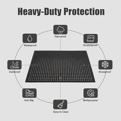 Large Rubber Doormat for Outside - 60 x 35 Heavy Duty Outdoor Drainage Mats with Holes - Waterproof Anti Slip Fatigue Floor Mat for Door, Commercial Kitchen, Pool, Restaurant, Garage, Bar, Entrance