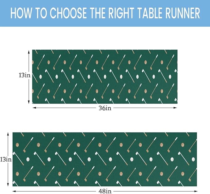 Golf Club Golf Ball Table Runner Kitchen Dining Table Runner 13*48in Table Center Decor for Indoor Outdoor Home Holiday Party