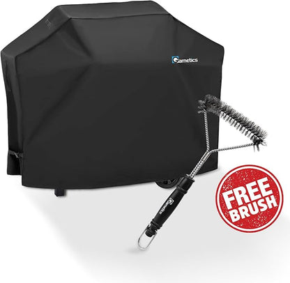 Grill Cover for Outdoor Grill 55 Inch – Bonus Grill Cleaning Brush Included, Heavy Duty Waterproof BBQ Gas Grill Cover for Outside, UV & Fade Resistant, Fits Most 3–4 Burner Grills