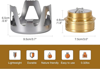 REDCAMP Mini Alcohol Stove for Backpacking, Lightweight Brass Spirit Burner with Aluminium Stand for Camping Hiking