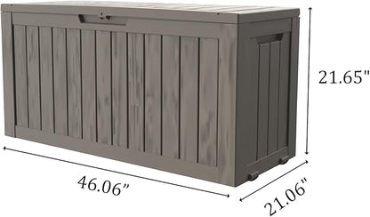 75 Gallon Deck Box, Resin Outdoor Indoor Waterproof Storage Box, Lockable Storage Box With Handle for Patio Furniture - Garden Tools - Swimming Pool Tools UV-Resistant, Grey