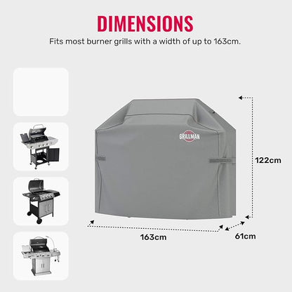 Grillman Premium Grill Cover for Outdoor Grill - Heavy-Duty Waterproof BBQ Grill Cover - Rip-Proof and Wind-Resistant - Large Barbecue Gas Grill Cover for Backyard - Gray (64" L x 24" W x 48" H)