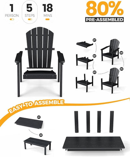 Stackable Set, 4 Chairs with 47in Table, All-Weather HDPE, HDPE All-Weather - Image 7