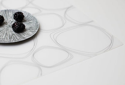 modern-twist 14 x 16 Silicone Placemat, BPA, PVC-Free Table Mat, Dishwasher Safe, Pebbles Print in Black, Pack of 1