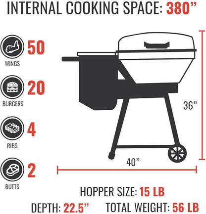 recteq Pellet Grill RT-B380 Bullseye + BBQ Master Bundle, Outdoor, and Electric Pellet Smoker Grill, Electric Smokers, Uses 100% Wood Pellets for Ribs, Brisket, Chicken, Sear, Smoke