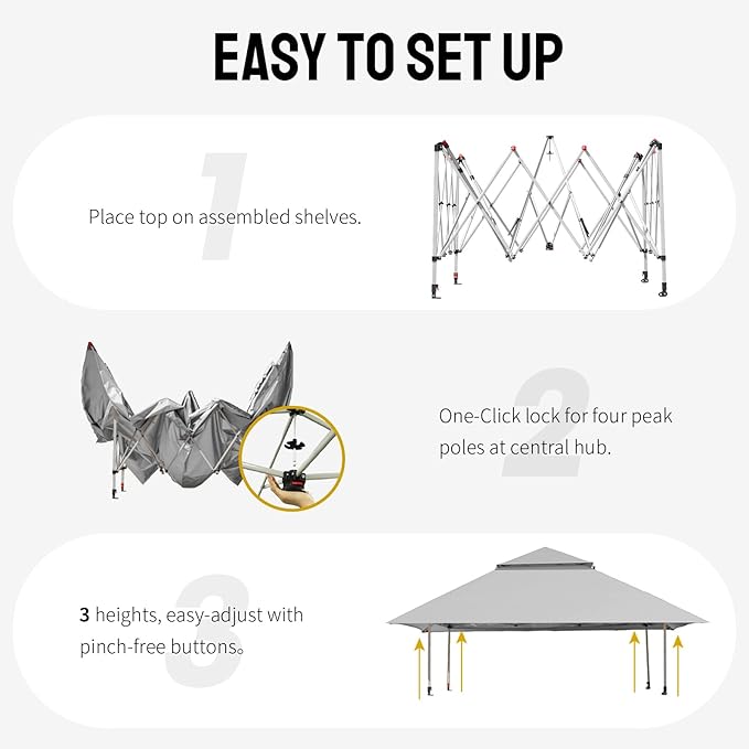 CROWN SHADES 13x13 Pop Up Gazebo, Outdoor Canopy Tent, Outdoor Gazebo - Image 4