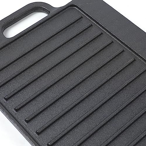 HAWOK Cast Iron Reversible Grill Rectangular Griddle 12.6x8 inch - Image 6