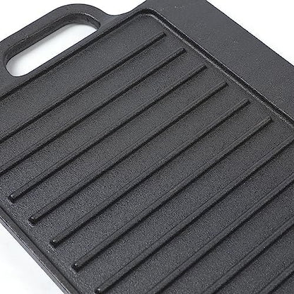 HAWOK Cast Iron Reversible Grill Rectangular Griddle 12.6x8 inch - Image 6