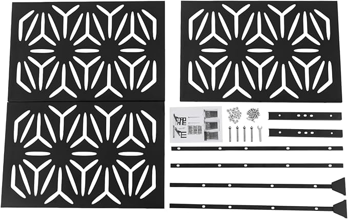 Metal Outdoor Privacy Screen with Stand,Freestanding Privacy Screen & Panels, Decorative Outdoor Divider with Stand Panels for Deck Patio Balcony (35.4 * 15.75 * 74.8in)