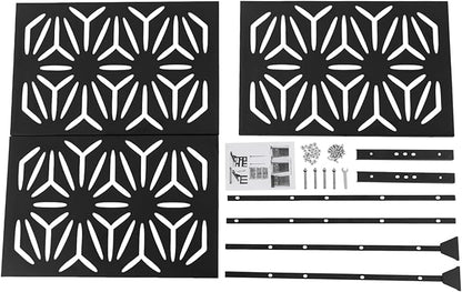 Metal Outdoor Privacy Screen with Stand,Freestanding Privacy Screen & Panels, Decorative Outdoor Divider with Stand Panels for Deck Patio Balcony (35.4 * 15.75 * 74.8in)