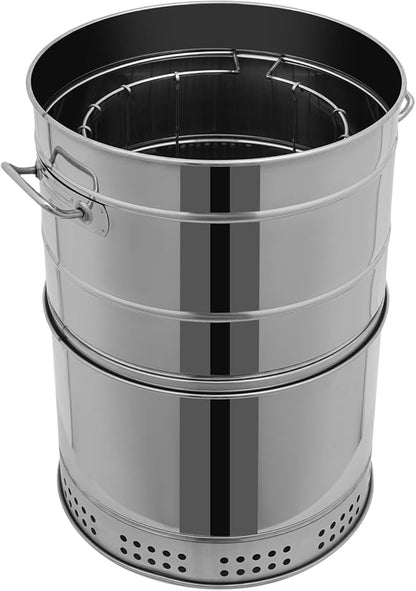 Large Portable Charcoal Grill Stainless Steel Multi-functional Charcoal Grill Barrel 360°Outdoor Barbecue Grill with 50 Skewers & 3 S Hooks for Camping, Picnic, Backyard