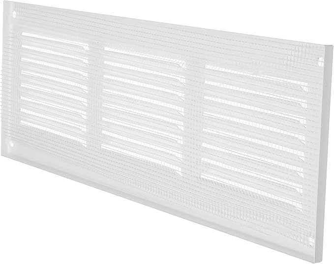 Repa Market 2-Pack 12x4 Inch Air Vent Cover/White Galvanized Steel Louvered Grill Cover with Mesh Screen/Wall or Ceiling Vent/Durable Flush Mount HVAC Register for Indoor and Outdoor Ventilation