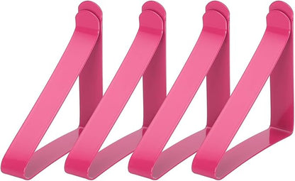 uxcell 4 Pack Tablecloth Clips, Stainless Steel Table Cloth Cover Clamps, 2.56" x 2.68" Windproof Holder Clips for Home Party Picnic Wedding Camping Dining Tables, Rose Red