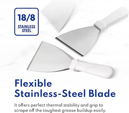 New Star Foodservice 38347 Plastic Handle Slant Edge Grill Scrapers, 4 by 8.5-Inch, White
