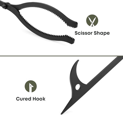 Stanbroil 28" Firewood Tongs and Fire Poker Set, Large Campfire Tongs Tool Set for Fireplace and Camping Fire Pit Wood Stove Indoor & Outdoor Use