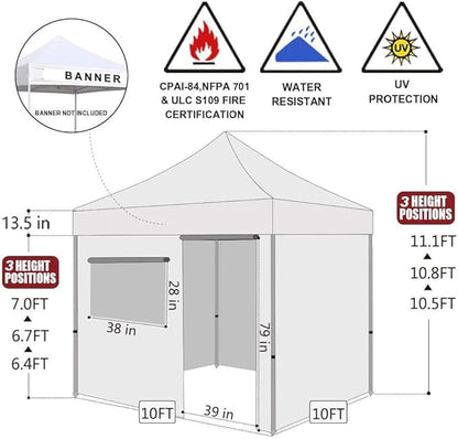 Eurmax USA 10'x10' Pop-up Canopy Tent Commercial Instant Canopies with 4 Removable Zipper End Side Walls and Roller Bag, Bonus 4 SandBags(Orange)
