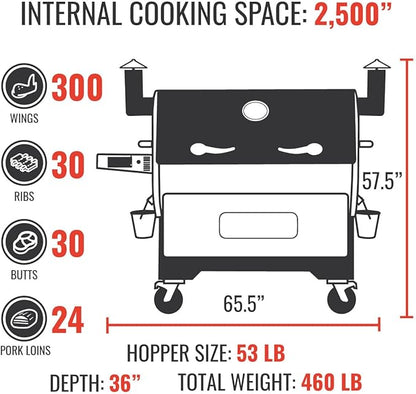 recteq RT-2500 BFG Wood Pellet Smoker Grill + 240 lb of Pellets | Wi-Fi-Enabled, Electric Pellet Grill | 2500 Square Inches of Cook Space