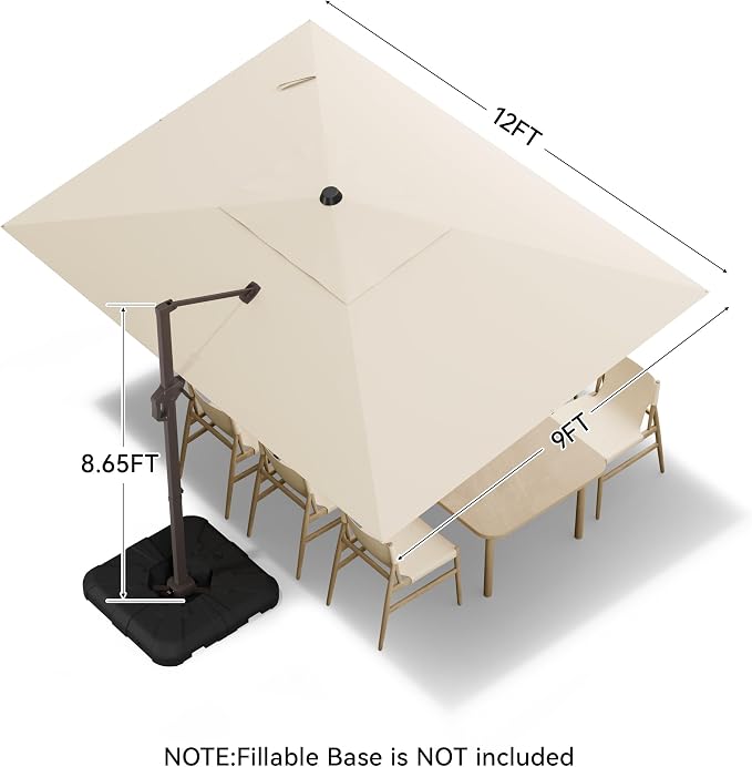 9x12 FT Cantilever Patio Umbrella - Image 3
