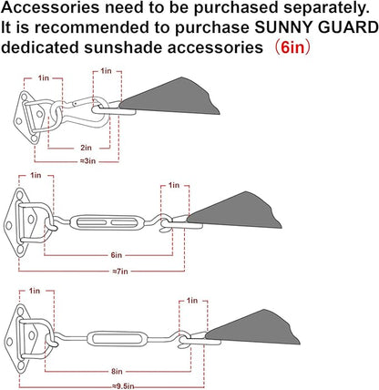 SUNNY GUARD Custom Size 7'x15' Silver Grey Sun Shade Sail Rectangle UV Block - Image 3