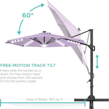 Best Choice Products 10ft Solar LED Cantilever Patio Umbrella, 360-Degree - Image 5